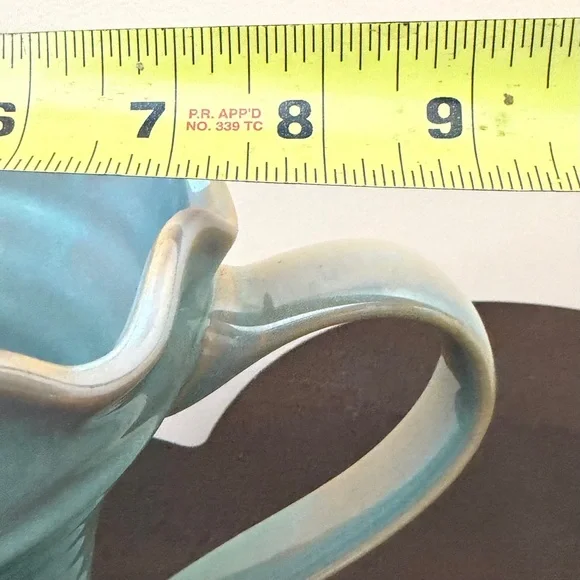 Hand Crafted WCL 1970s Scalloped Rim Ribbed Pottery Ceramic Pitcher - Picture 15 of 16